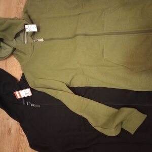 Green and Black Zip-Up Hoodies